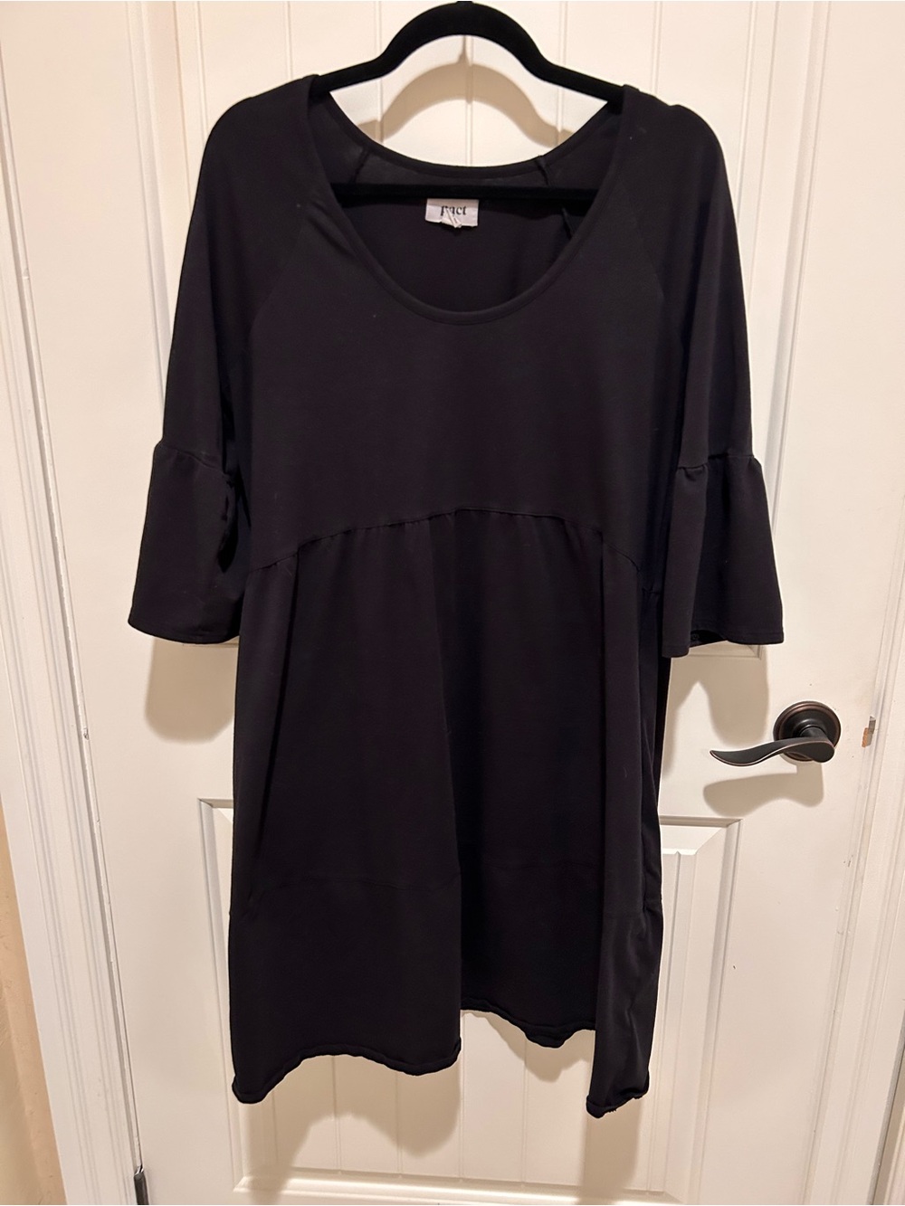 Pact Black Tunic Dress with Ruffled Sleeves